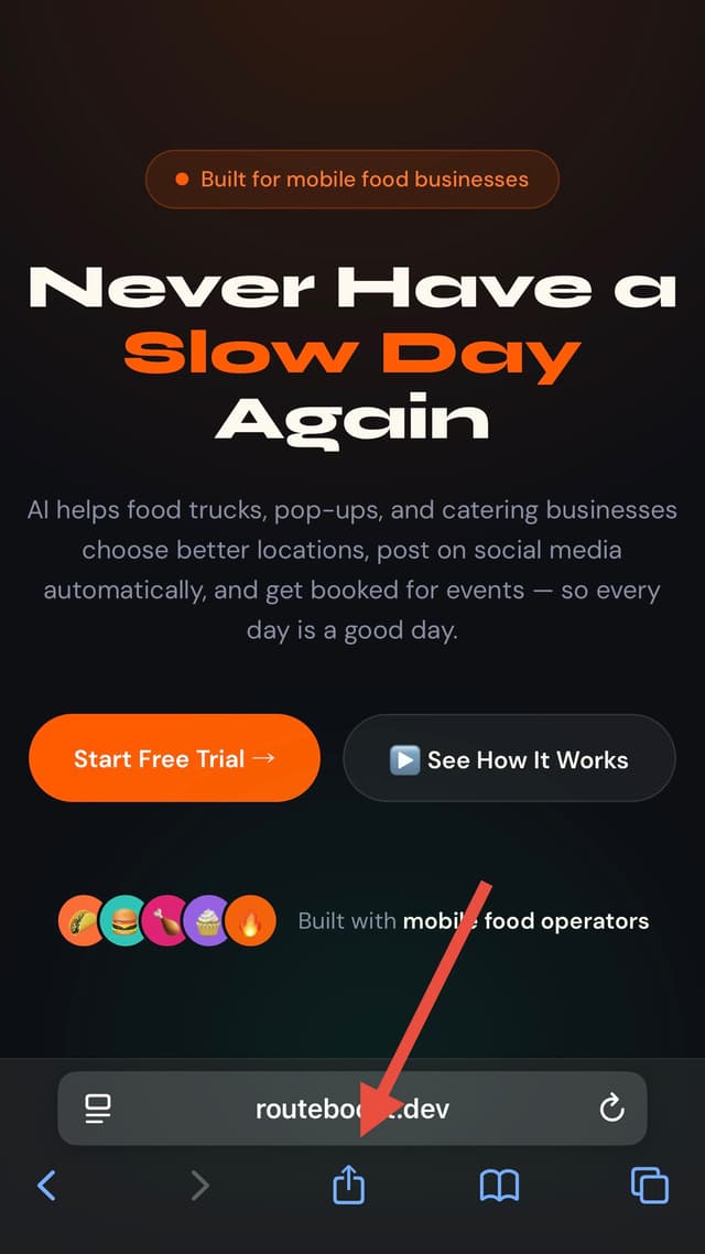 Tap the Share button in Safari